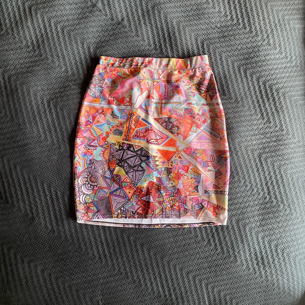 The Maximalist Mini ~ Illustrated Mini Skirt with rainbow coors
